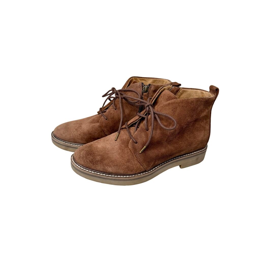 Comfortiva Align Suede Ankle Boots‎ – Brown – Lace-Up with Side Zip 9M EUC